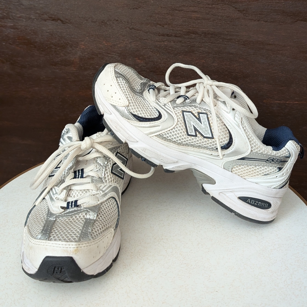 New Balance Kids' Silver and Navy Sneakers